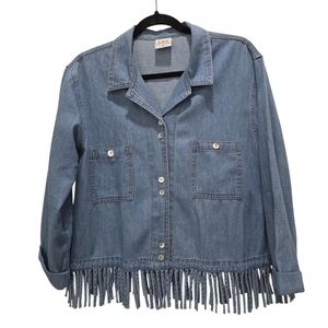 Vintage CMC, Color Me Cotton Denim Fringe Jacket, Medium